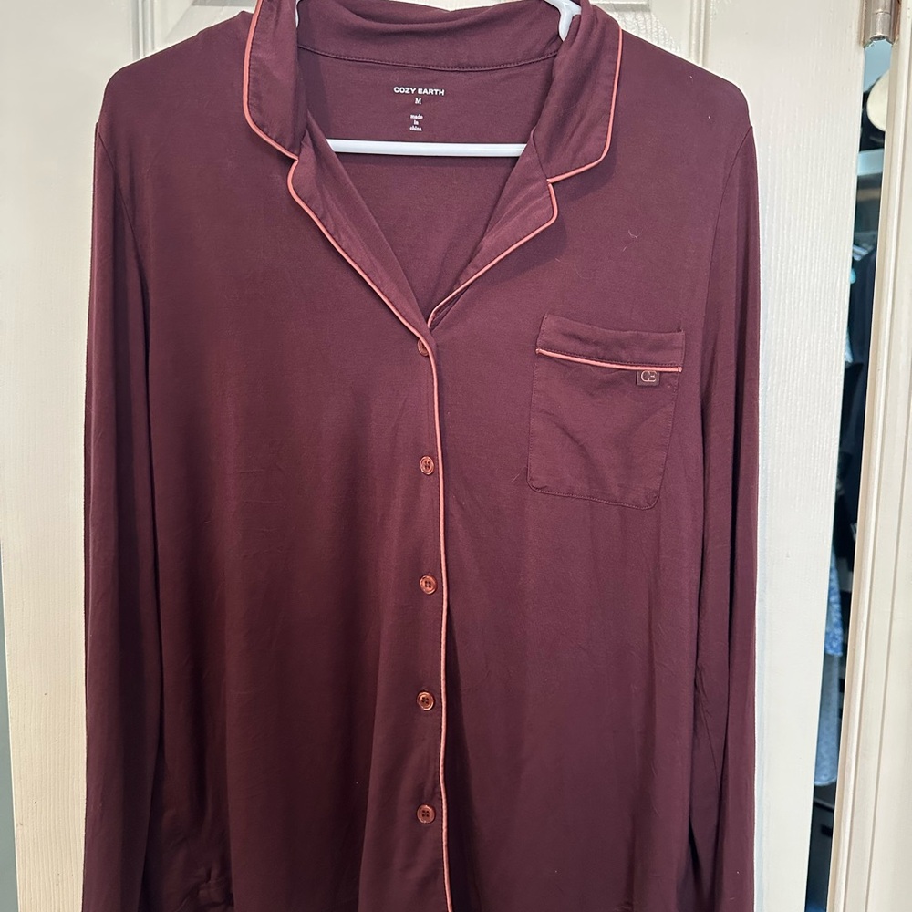 Cozy Earth Women's Burgundy Pajama Top